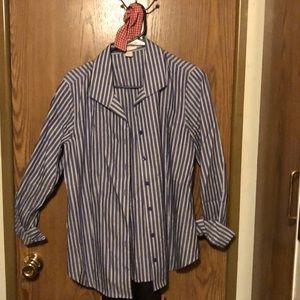Blue and gray pinstripe shirt